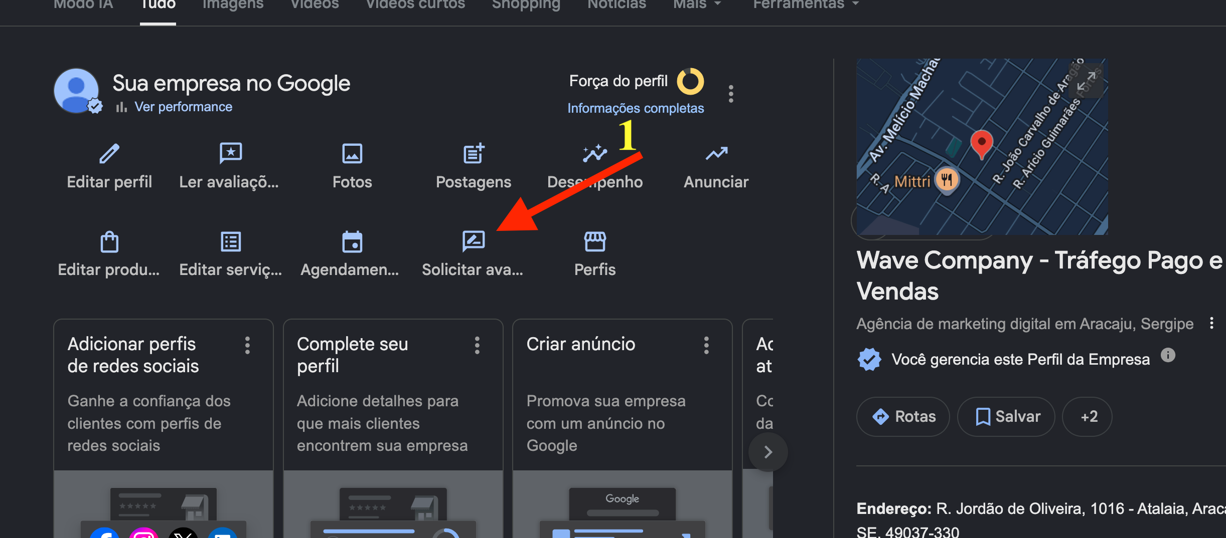 Onde encontrar o link de avaliação do perfil